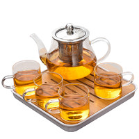 泥徒 茶壶泡茶玻璃茶具套装家用功夫茶具过滤不锈钢泡花茶壶茶杯泡茶壶