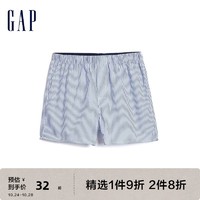 Gap 盖璞 男装纯棉透气舒适松紧腰休闲短裤370407时尚条纹平角裤