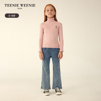 Teenie Weenie Kids小熊童装女童轻质弹力微喇牛仔裤 牛仔色 140cm