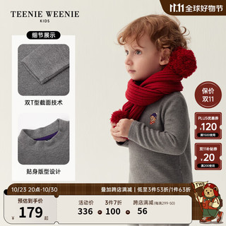 Teenie Weenie Kids小熊童装男女童宝宝半高领德绒T恤 中灰色 100cm