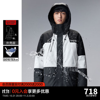 太平鸟女装 太平鸟男装 GORE-TEX INF 羽绒服男冬季连帽工装户外滑雪服 黑色（微阔） M