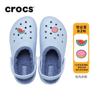 crocs卡骆驰保暖舒适经典家居儿童冬季棉拖鞋洞洞鞋拖鞋207009 蓝石色-4NS(含智必星) 37(225mm)