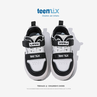天美意（TEENMIX）天美意童鞋儿童板鞋小童宝宝休闲鞋防滑儿童运动鞋子 黑色 28码