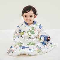 威尔贝鲁（WELLBER）婴儿睡袋秋冬款一体式睡袋婴幼儿纯棉宝宝新生儿童防踢被 恐龙战队 80cm