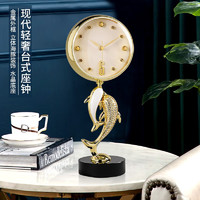 汉时创意轻奢石英座钟客厅书房装饰摆件个性台钟家用时钟HD22122 白色大号