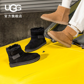 UGG 秋冬女士平底舒适休闲LOGO压花束带时尚短靴雪地靴 1137073