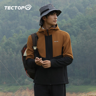 探拓（TECTOP）软壳衣防风登山透气耐磨外套连帽运动风衣27WT 男款经典黑 2XL