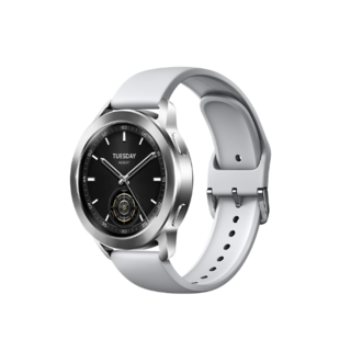 Watch S3 蓝牙版 智能手表 47mm 银色 白色硅胶表带套装