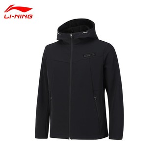 LI-NING 李宁 运动风衣新款男士休闲运动健身外套 黑色 M/170