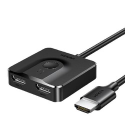 UGREEN 绿联 CM217 标准款 HDMI双线切换器 二合一 1m 黑色