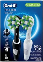 Oral-B 欧乐-B 欧乐B Pro 1000 CrossAction 电动牙刷，黑色和白色，2支装