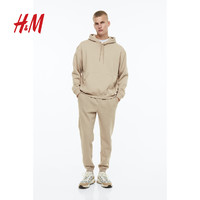 H&M HM男装卫衣秋季休闲舒适简约纯色柔软连帽长袖上衣0970819