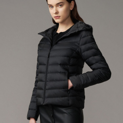 bosideng波司登新款羽绒服女休闲轻薄连帽拉链短款纯色百搭优雅