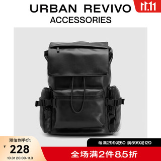 URBAN REVIVO 2023秋季新款男士时尚多隔层大容量双肩包UAMB30003 黑色