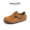 Devo 的沃 LifeDevo软木鞋穆勒休闲鞋时髦男鞋 66008 黄棕色反绒皮 37