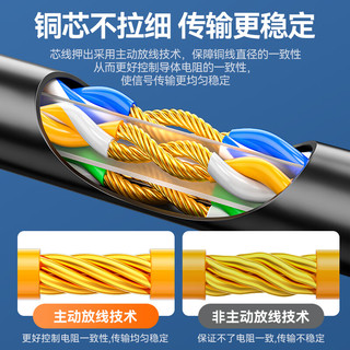 山泽 超六类网线 CAT6A类万兆纯铜成品线 家用电脑网络宽带工程跳线 8芯双绞连接线  0.5米GD6A005