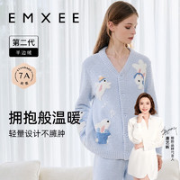 嫚熙（EMXEE）音乐兔家居服两件套睡衣半边绒保暖家居服秋冬两件套装 海豚蓝 M