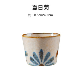美浓烧（Mino Yaki）立体浮雕主人杯女高端品茗杯粉色功夫茶具单杯陶瓷喝茶杯 夏日菊