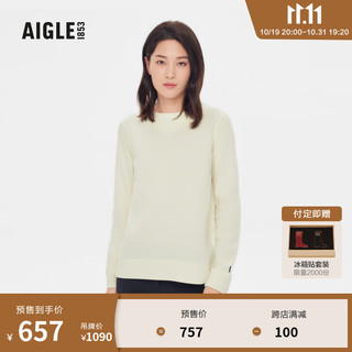 AIGLE【11.11】AIGLE艾高秋冬款时尚户外保暖圆领抓绒衣女士 茉莉白 AX621 36(160/84A)