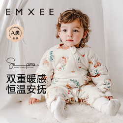 EMXEE 嫚熙 婴儿分腿睡袋儿童宝宝豆豆绒秋冬季睡袋恒温保暖 纳维亚森林 8