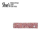 She's茜子耀我宣言璀璨工艺水晶马尾横夹盘发夹后脑勺半发顶夹 粉色A0