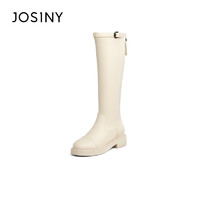 JOSINY 卓诗尼 加绒长筒靴女2023年新款不过膝长靴冬季小个子骑士靴高筒靴