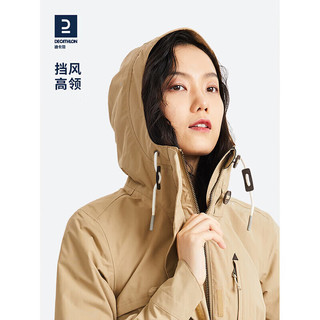 DECATHLON 迪卡侬 外套女秋冬夹克冲锋防水防风衣风衣夹克ODT2姜黄色M 4528189