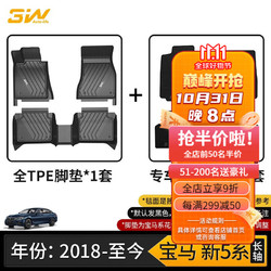 3W 适用宝马5系TPE520li525/528li523i530le540li进口M5TPE汽车脚垫 新宝马5系Li 脚垫+毯面18-23款