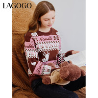 La·go·go 拉谷谷 Lagogo拉谷谷2023年秋冬新款圆领套头甜美针织软糯毛衣上衣女小众