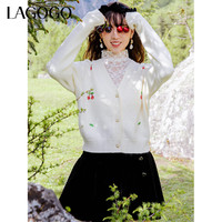 La·go·go 拉谷谷 Lagogo拉谷谷2023年秋季新款可爱小樱桃温柔舒适V领甜美针织衫女