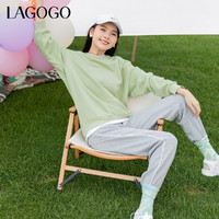 La·go·go 拉谷谷 Lagogo拉谷谷2023年春季新款绿色圆领假两件针织卫衣女拼接设计感