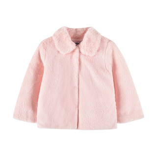 迷你铅笔（PENCILCLUB MINI）铅笔俱乐部童装女小童毛毛外套冬儿童双层保暖可爱上衣 粉红 80cm