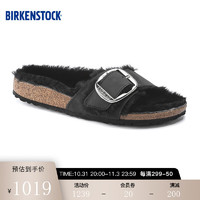 BIRKENSTOCK软木拖鞋女款时尚大巴扣毛毛鞋Madrid Big Buckle系列 1020136-黑色 37