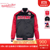 MITCHELL & NESS缎面夹克 NBA名人堂湖人马刺热火加索尔韦德帕克外套MN男衣服上衣 热火韦德 L