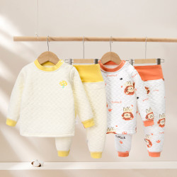 tinsino纤丝鸟宝宝保暖衣套装夹棉加厚秋冬季婴儿打底开衫分体秋衣