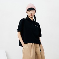 Champion 冠军polo衫官网夏季草写刺绣LOGO翻领纽扣女款POLO衫