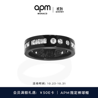 APM Monaco双11黑色Smile摩斯密码戒指前卫戒指 黑色黑色Smile摩斯密码戒指 50码