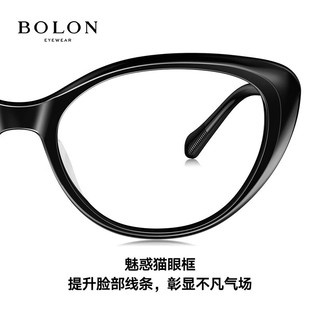 暴龙（BOLON）近视眼镜框23年猫眼板材光学镜架可配度数女BJ3187 B10-亮黑 框+优可视变色1.67(800度内)