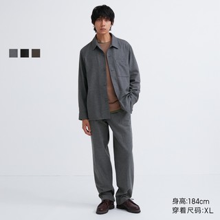 UNIQLO 优衣库 男装女装斜纹宽松衬衫长袖绒面衬衣商务外套460691