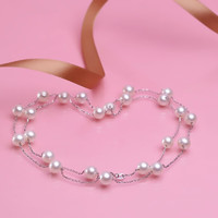滴水成珠 淡水珍珠项链 白色珍珠+90厘米925银白色链