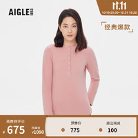 AIGLE 艾高 秋冬保暖修身内搭半开襟抓绒衣上衣女 暗粉色 AX532 38