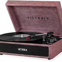 Victrola Parker 蓝牙手提箱唱片机带 3 速转盘,小羊皮(VSC-580BT-LDR)