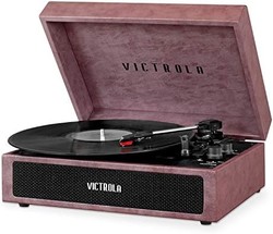 Victrola Parker 蓝牙手提箱唱片机带 3 速转盘,小羊皮(VSC-580BT-LDR)