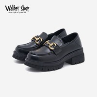 Walker Shop 奥卡索 乐福鞋女2023年秋冬新款高跟厚底单鞋舒适百搭小个子增高