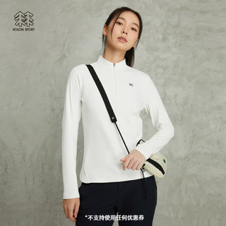 KOLON SPORT 可隆长袖 女子户外休闲透湿运动抗菌拉绒保暖T恤内搭 LKZT3WN224-CR 米白 180/2XL