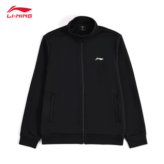 LI-NING 李宁 卫衣男外套开衫长袖夹克针织休闲上衣时尚运动服跑步 -黑色 M/170（110-130斤）