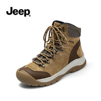 Jeep（吉普）秋冬女鞋户外攀岩登山马丁靴厚底徒步运动鞋工装雪地 沙色 38