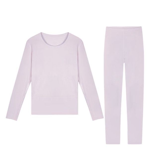 图兰朵 无痕保暖内衣女士加厚修身上衣打底衫秋衣秋裤套装冬季23511 浅紫色(女款) M(女85-90斤)