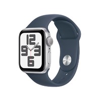 Apple 苹果 Watch SE 2023款智能手表GPS款40毫米银色铝金属表壳风暴蓝色运动型表带S/M MRE13CH/A