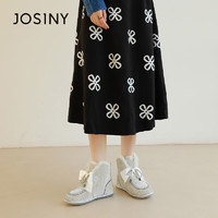 JOSINY 卓诗尼 白色雪地靴女2023冬季新款加绒加厚防滑东北大棉靴保暖女靴